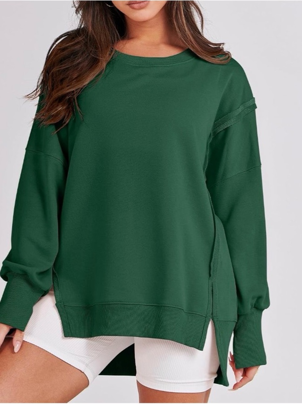 Ces Femme Forest Green Oversized Crewneck Sweater